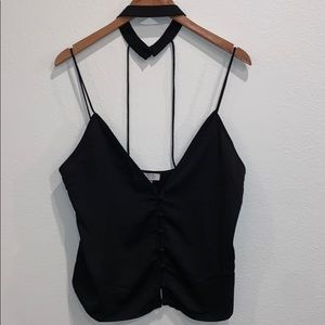 M Tobi women’s/girls black button up choker tank